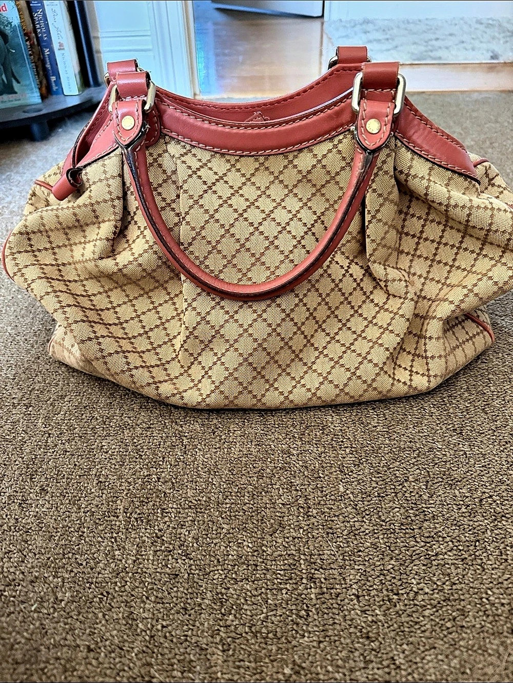 Gucci Sukey Diamante Canvas Medium Hobo Brown & Pink